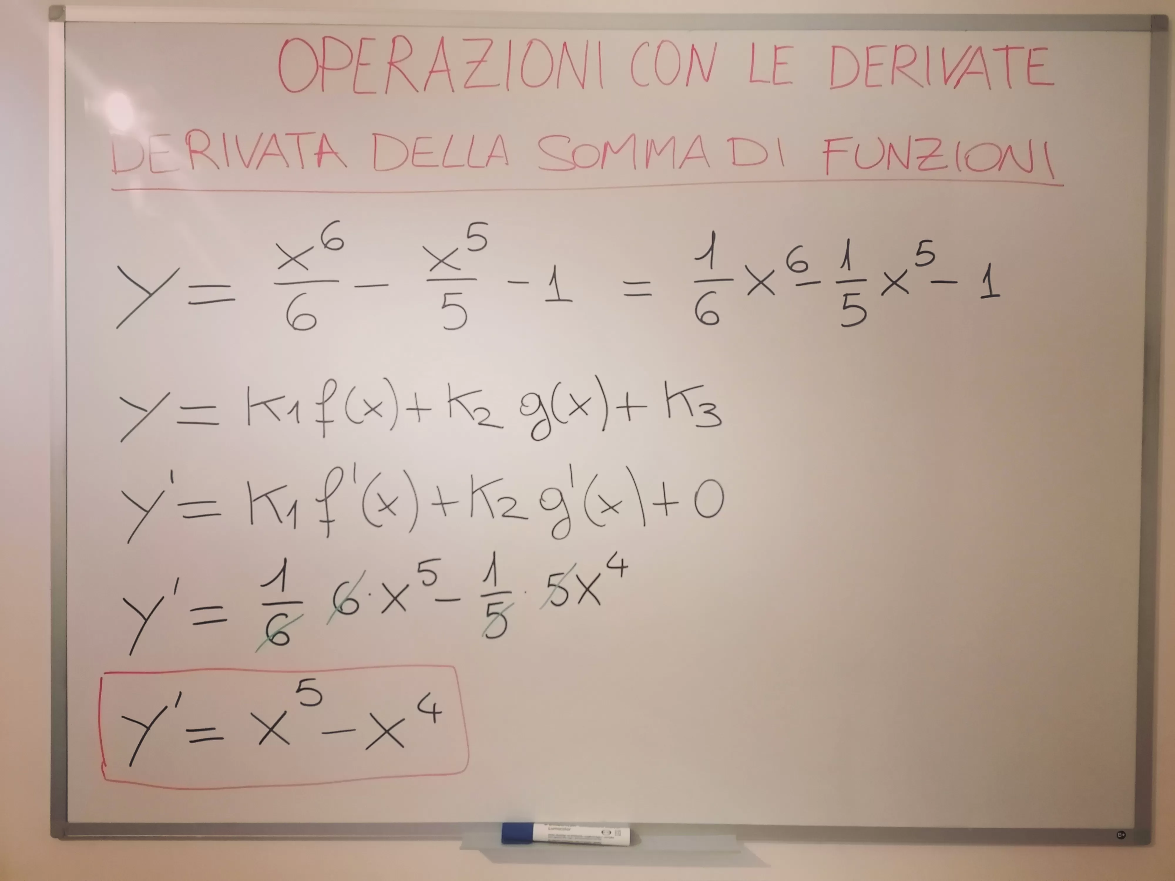Derivata di y= 1/6 x^6 - 1/5 x^5 - 1