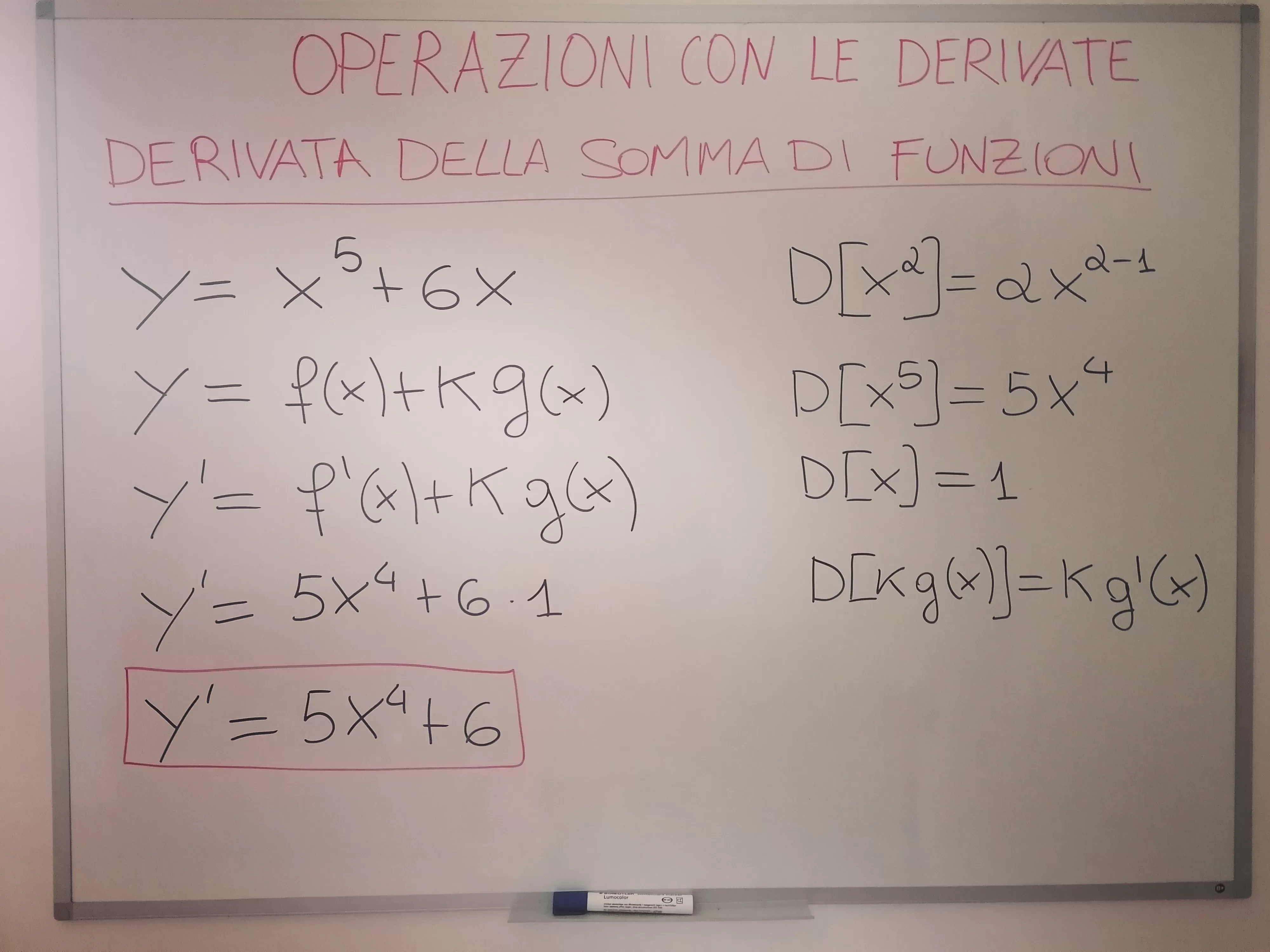 Calcola la derivata di y=x^5+6x