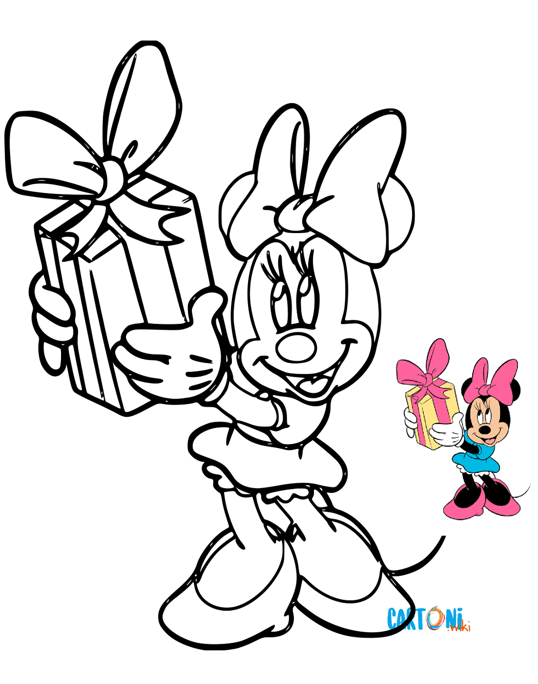 Minnie con regalo da colorare