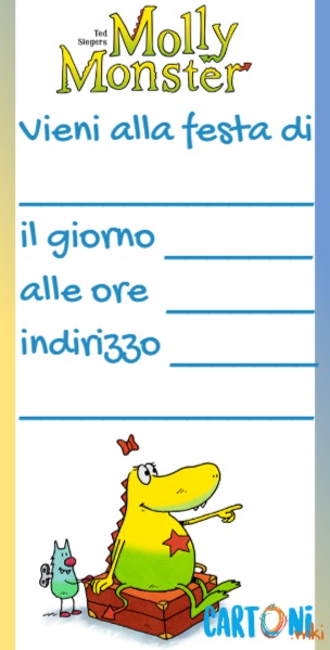 Molly monster inviti feste di compleanno bambini - immagini - immaigne - invito precompilato