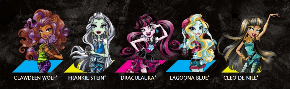 Monster High - Clawdeen Wolf - Frankie Stein - Draculaura - Lagoona Blue - Cleo De Nile