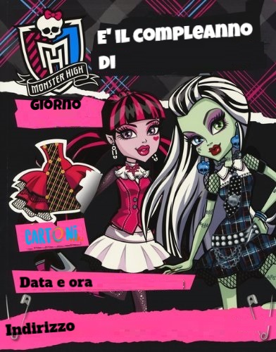 Monster High invito compleanno da stampare