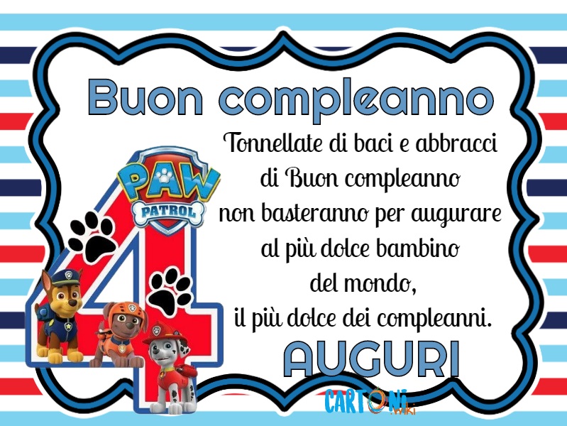 Paw Patrol Auguri 4 Anni Cartoni Animati