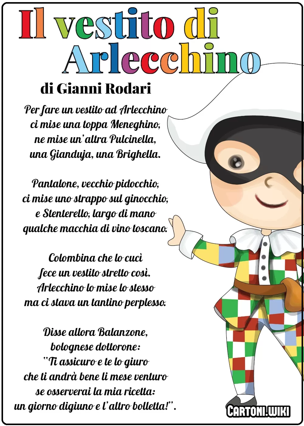 Il vestito di Arlecchino poesia di Gianni Rodari