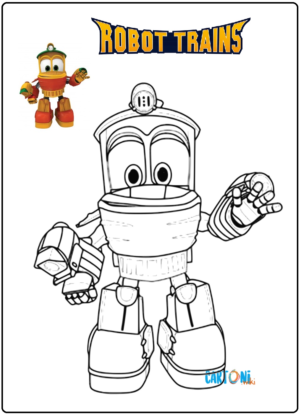 Robot trains coloring pages