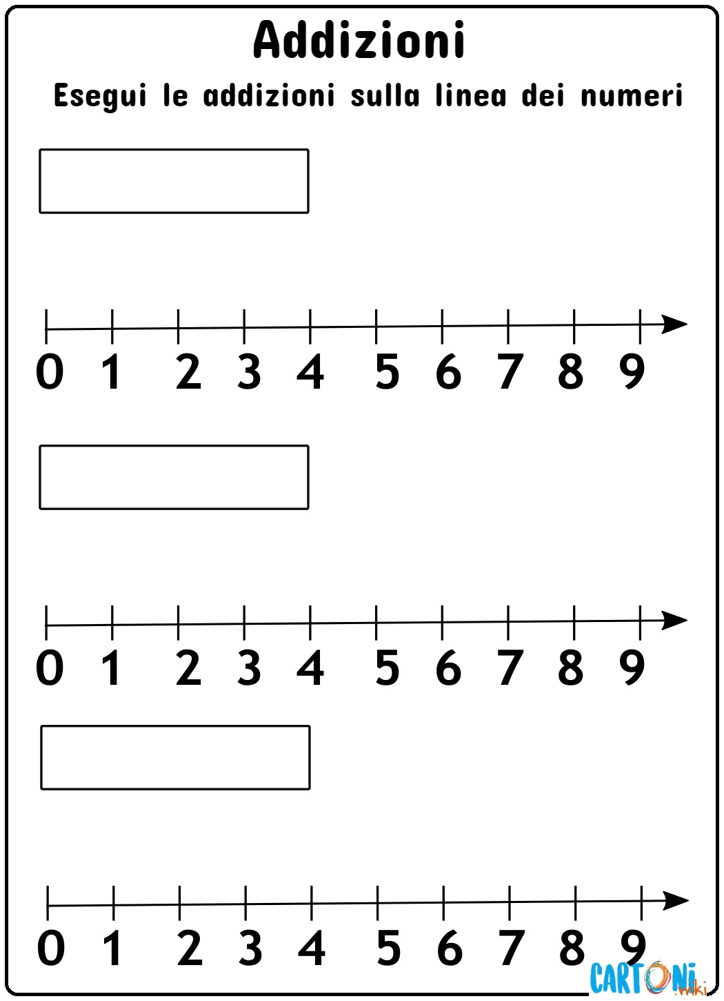 Addizioni sulla linea dei numeri - Esercizi classe prima