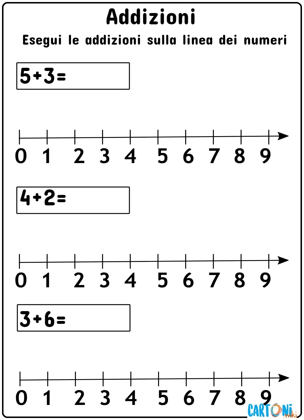 Addizioni sulla linea dei numeri fino al 9