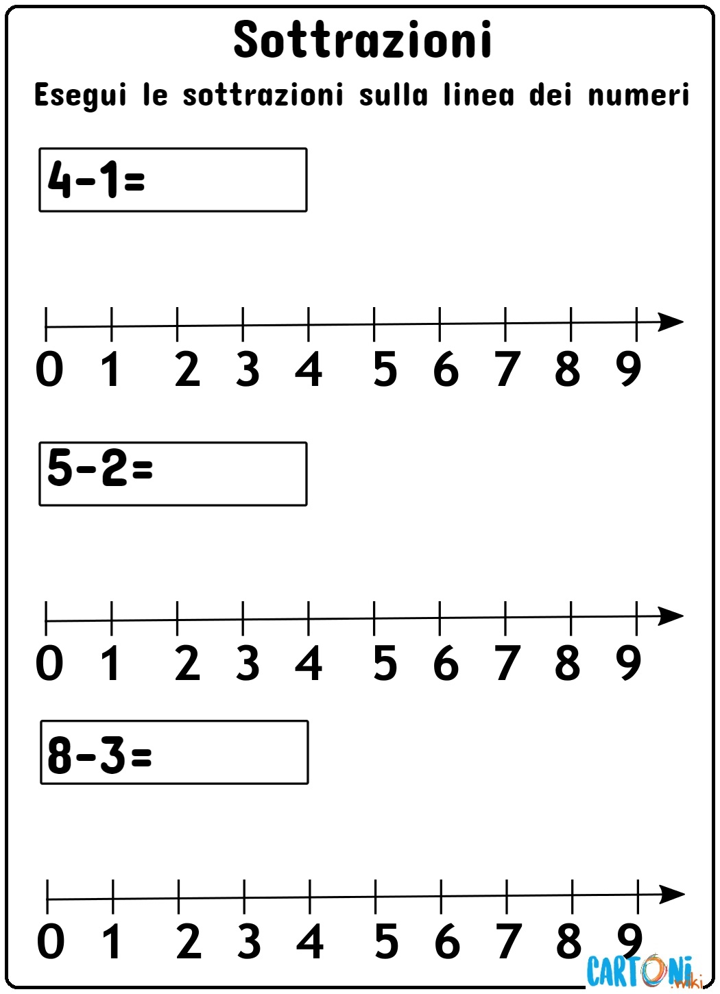 Sottrazioni sulla linea dei numeri - Esercizi classe prima