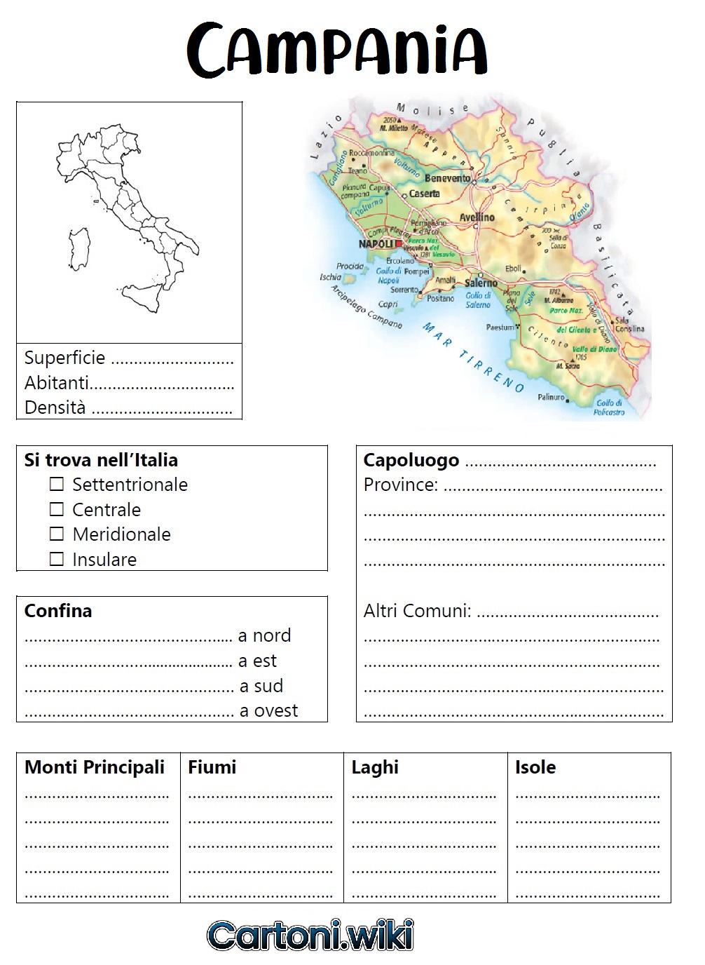Scheda della regione Campania per la scuola primaria