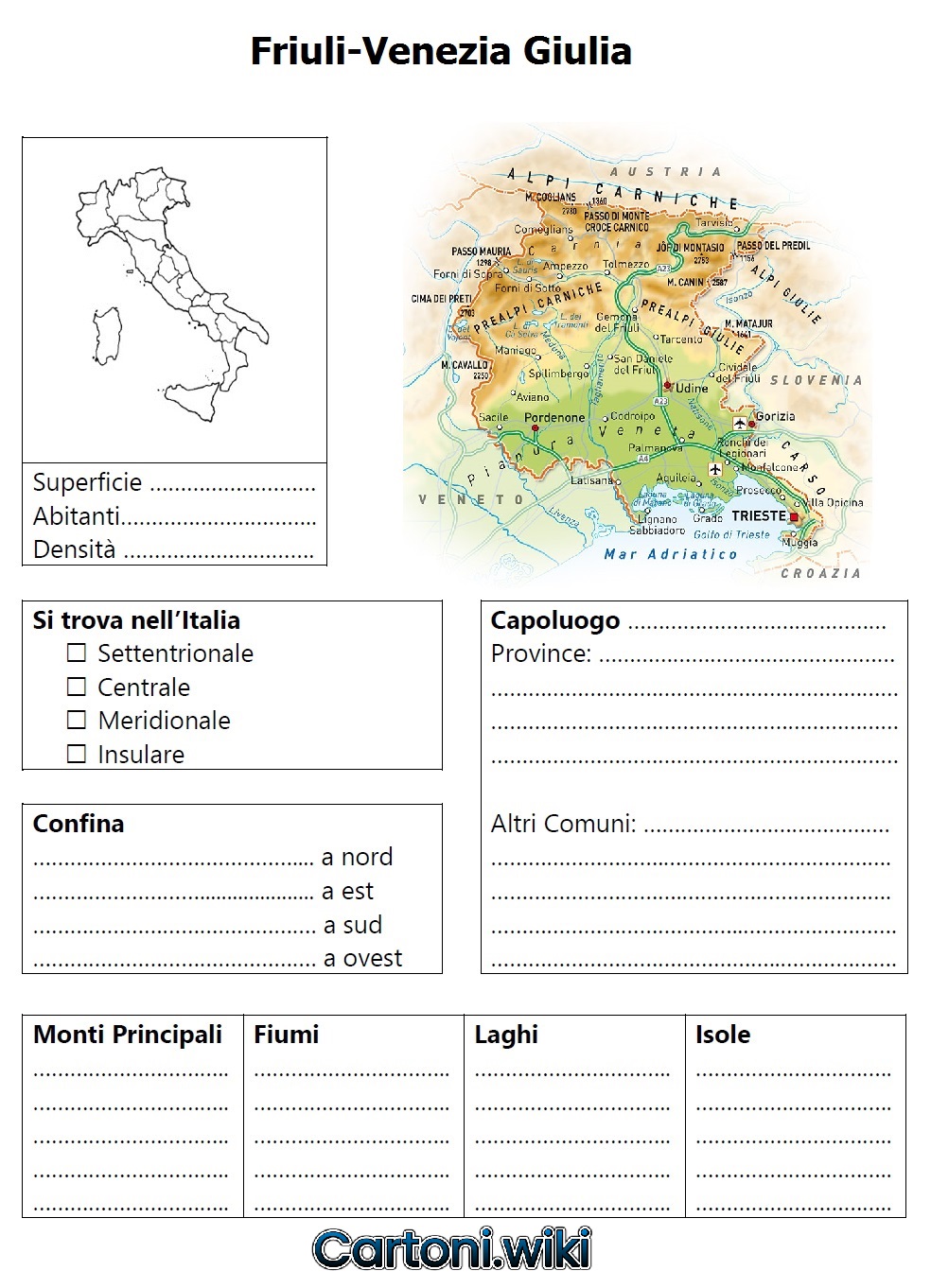 Scheda della regione Friuli Venezia Giulia per la scuola primaria