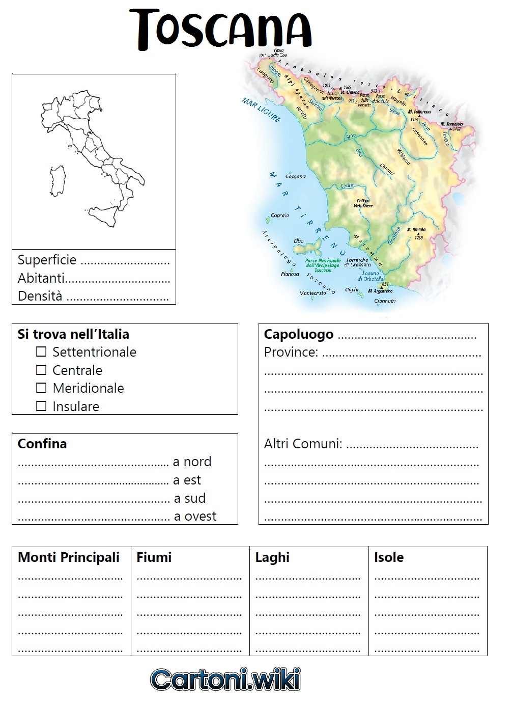 Scheda della regione Toscana per la scuola primaria