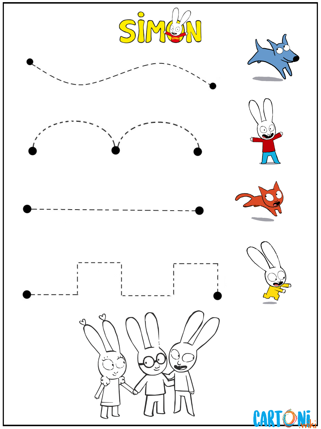 Esercizi prescolari da Stampare con Simone - Cartoni animati