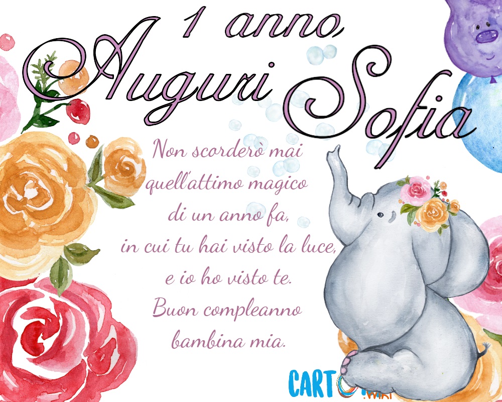 Auguri Sofia oggi compi 1 anno