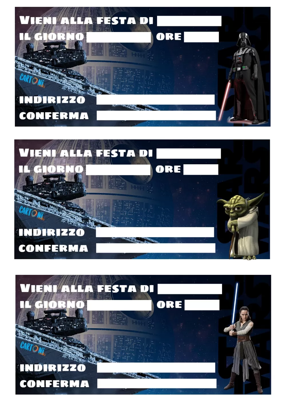 Inviti compleanno star wars da stampare