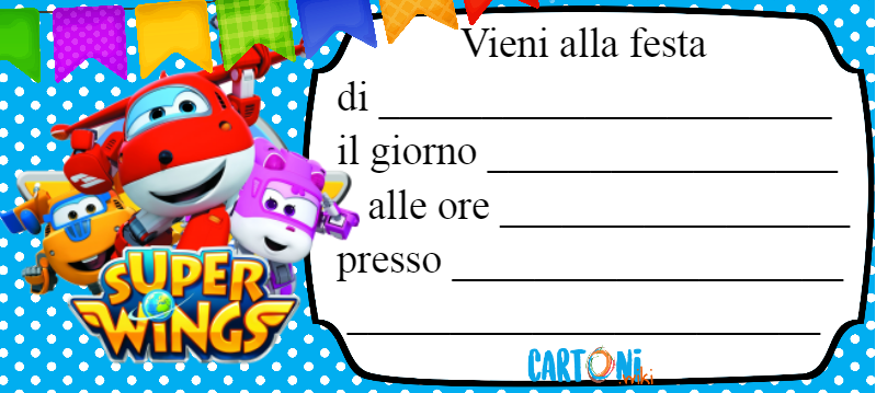 Inviti feste di compleanno bambini stampa gratis online Super Wings party invitation 