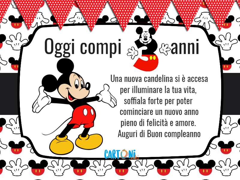 Topolino oggi compi 3 anni