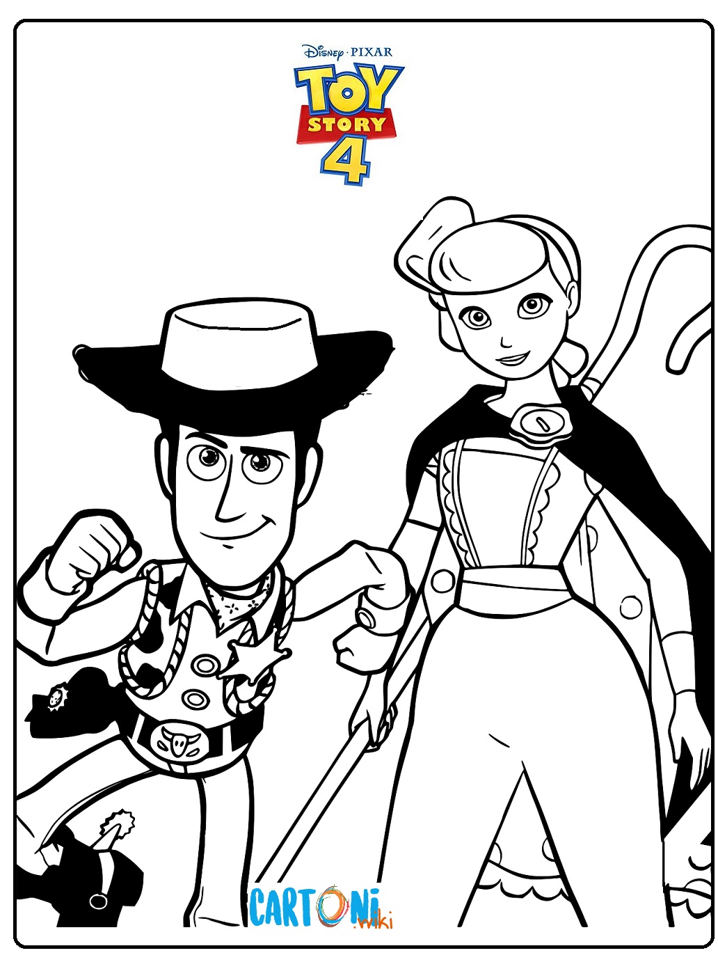 Disegno toy Story 4 con Woody e Bo Peep