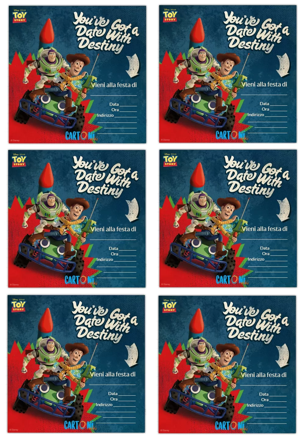 Toy Story inviti festa compleanno