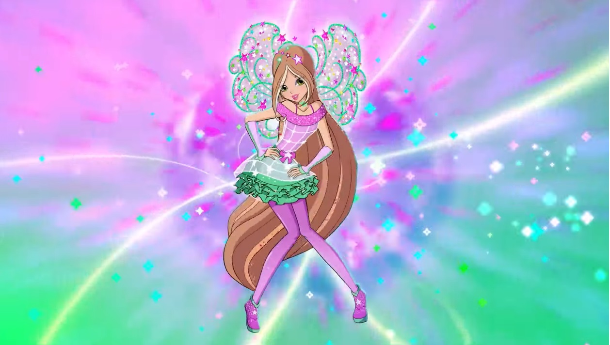 Winx Club serie 8 trasformazione Cosmix Flora cartone animato Winx rainbow fatine magiche