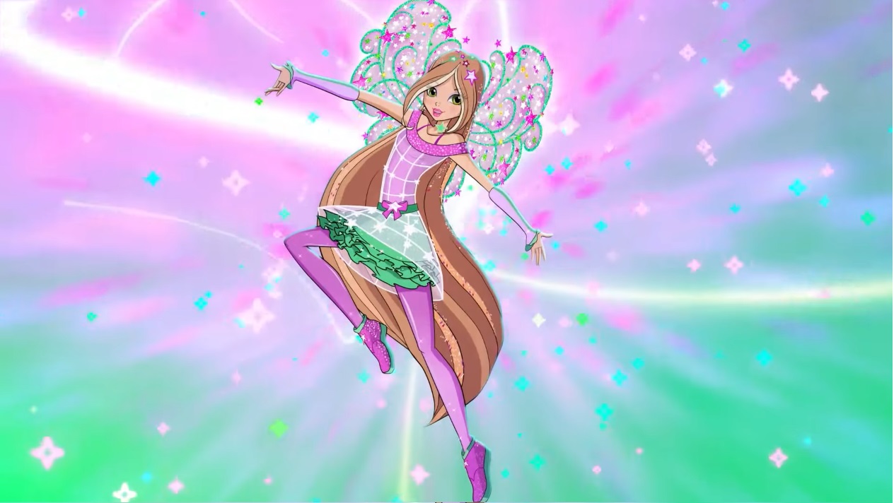 Winx Club serie 8 trasformazione Cosmix Flora cartone animato Winx rainbow fatine magiche