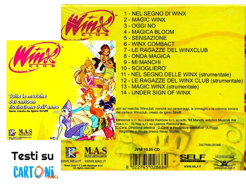 Winx Club cartone animato album con le canzoni della prima serie musica testi video youtube
