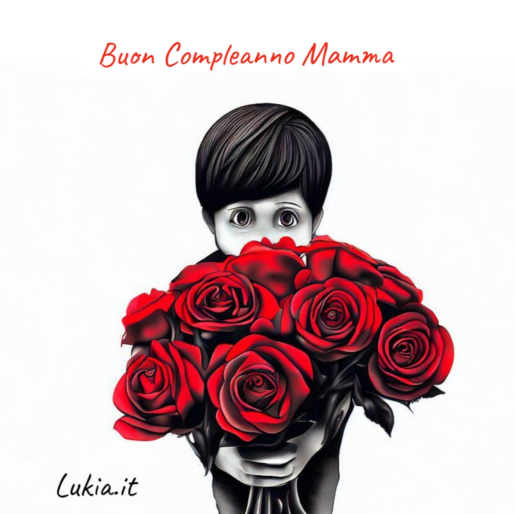 Un mazzo di rose rosse per dire buon compleanno mamma Celebra il compleanno della tua amata mamma con un dolce biglietto di auguri! Un'immagine commovente di un bambino che dona un mazzo di rose rosse, simbolo dell'amore e dell'affetto sincero. Aggiungi una frase speciale per rendere questo regalo ancora pi significativo. Auguri alla mamma pi speciale del mondo! - Immagini gratis