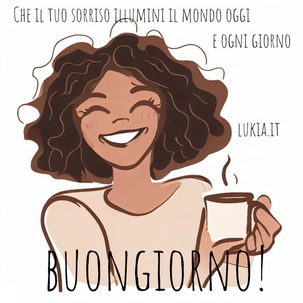 Buongiorno con un sorriso che illumina il mondo C' qualcosa di meraviglioso in un sorriso sincero e contagioso che pu illuminare la giornata di chiunque incontri. Un sorriso  un gesto semplice ma potente, capace di diffondere gioia e positivit ovunque vada - Immagini gratis