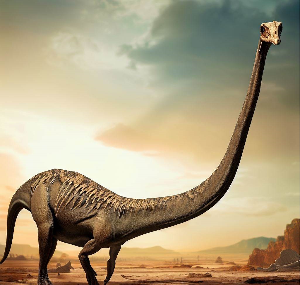 Brachiosaurus il dinosauro mastodonte del periodo giurassico Il Brachiosauro  stato un enorme dinosauro erbivoro che ha vissuto durante il periodo del Giurassico. Caratterizzato dal suo collo lungo e dal corpo massiccio, il Brachiosauro era uno dei pi grandi animali terrestri conosciuti. Si stima che potesse raggiungere una lunghezza di oltre 25 metri e un'altezza di circa 15 metri. Con le sue lunghe zampe e il collo eretto, il Brachiosauro era in grado di raggiungere le foglie pi alte degli alberi.  - Immagini gratis