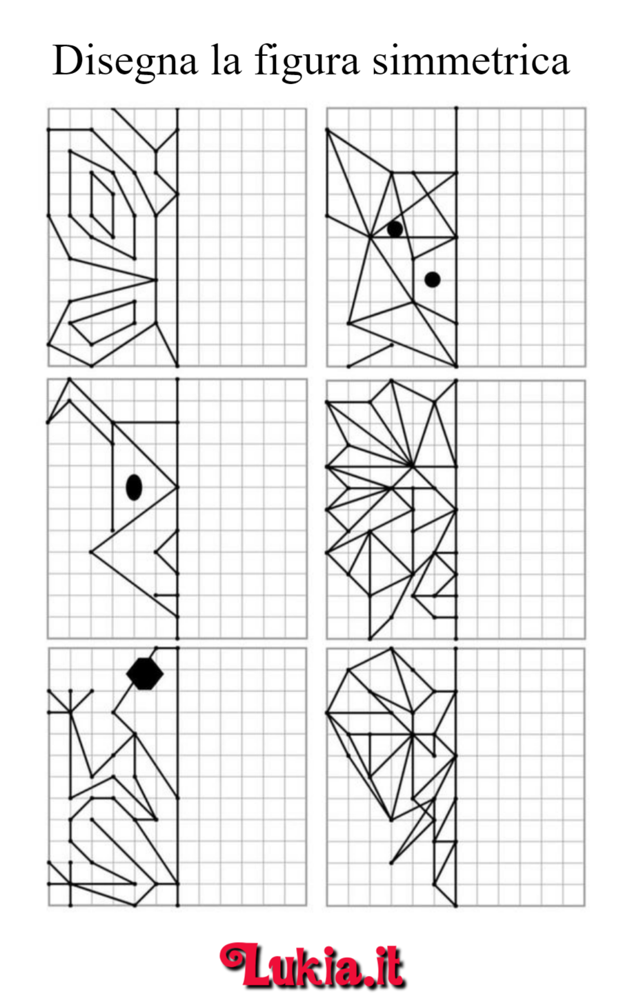 Schede didattiche sulla simmetria per bambini della classe terza e quarta elementare Stampa gratis scheda didattica simmetria per bambini classe 3-4 elementare. Esercizi interattivi e spazi per disegno. Promuoviamo l'apprendimento divertente e accessibile. Scarica e stampa! - Immagini gratis