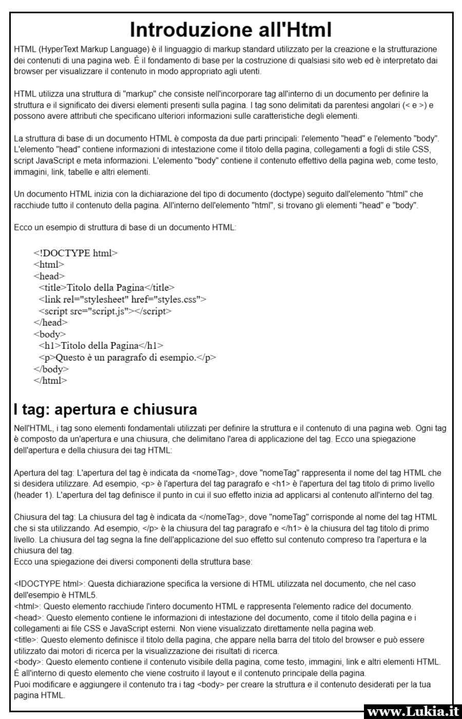 Introduzione a HTML