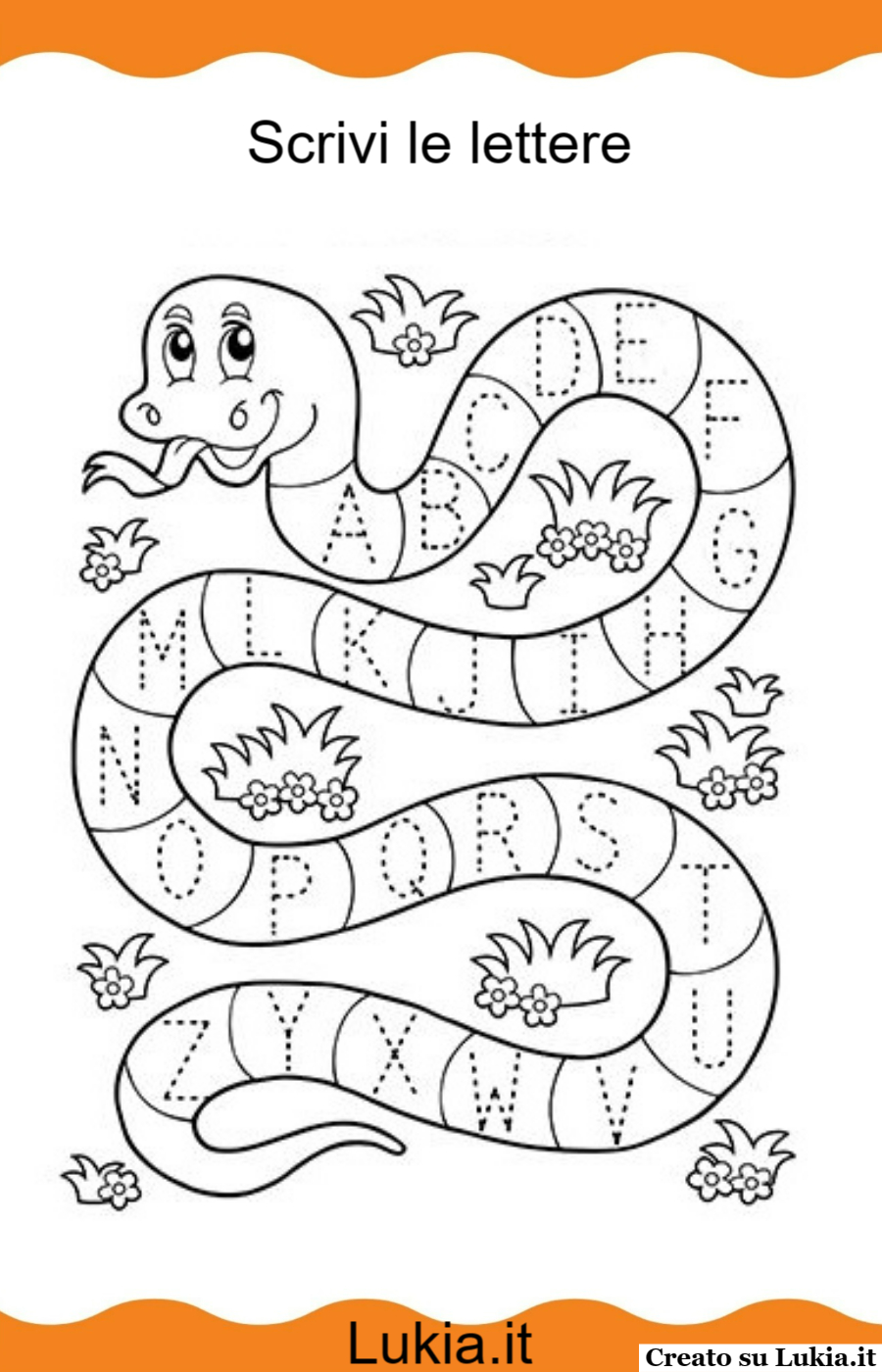 Stampa gratis una scheda didattica per la classe prima elementare: Il serpente dell'alfabeto! Scheda didattica gratuita per la classe prima elementare: Completa il serpente dell'alfabeto! Divertiti a scrivere tutte le lettere mancanti con questa risorsa stampabile. Scarica e stampa ora per un apprendimento interattivo delle lettere! - Immagini gratis