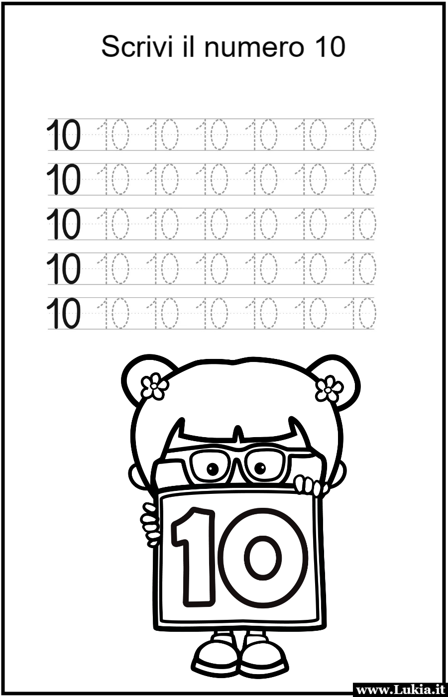 Scheda didattica per la classe prima elementare: scrivere il numero 10! Stampa gratis una scheda didattica per la classe prima elementare: Scrivere il numero 2! Esercizio interattivo per imparare a tracciare il numero 2 correttamente. Scarica e stampa ora per un apprendimento divertente dei numeri! - Immagini gratis