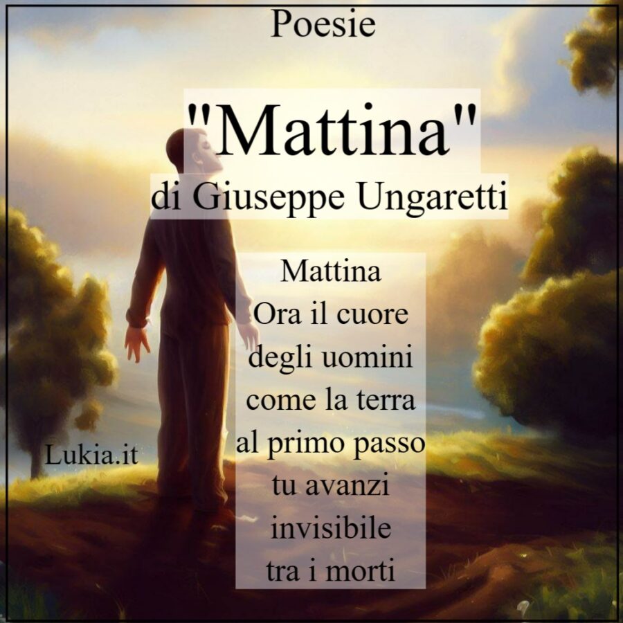 La poesia di Ungaretti: un'ode alla rinascita nella Mattina I raggi dell'aurora tingono il cielo d'oro, sussurri nell'aria di un giorno nuovo. La mattina si apre come un fiore, risvegliando i cuori con il suo splendore. Pensieri levano ali nella brezza fresca, la natura sorride al risveglio. Mattina, incanto e poesia. - Immagini gratis