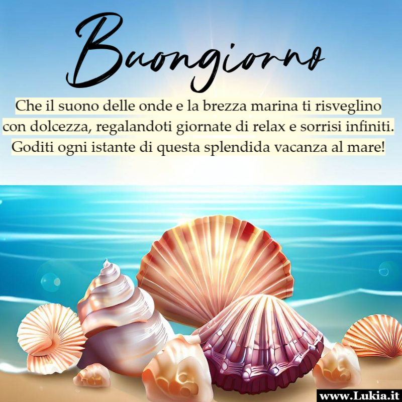 Buongiorno a chi  in vacanza: vi auguro tanto Relax e Sorrisi Infiniti Una vacanza al mare  un momento prezioso di rigenerazione e serenit. Con l'immagine dell'alba marina e il messaggio di buongiorno, stai trasmettendo agli altri l'atmosfera unica che si vive in questi momenti. Che tu sia in vacanza al mare o che desideri condividere questa sensazione con gli amici, ricorda di abbracciare ogni istante e di regalarti sorrisi infiniti. Buongiorno rinfrescante e giornate di relax ti accompagnino in questa avventura marittima! - Immagini gratis