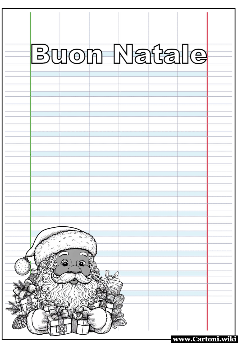 Scrivi la Tua Magica Letterina a Babbo Natale: Immagine da Stampare per la Scuola Primaria Letterina da scrivere per bambini della scuola primaria con righe e disegno di Babbo Natale da stampare gratis.  - Immagini gratis