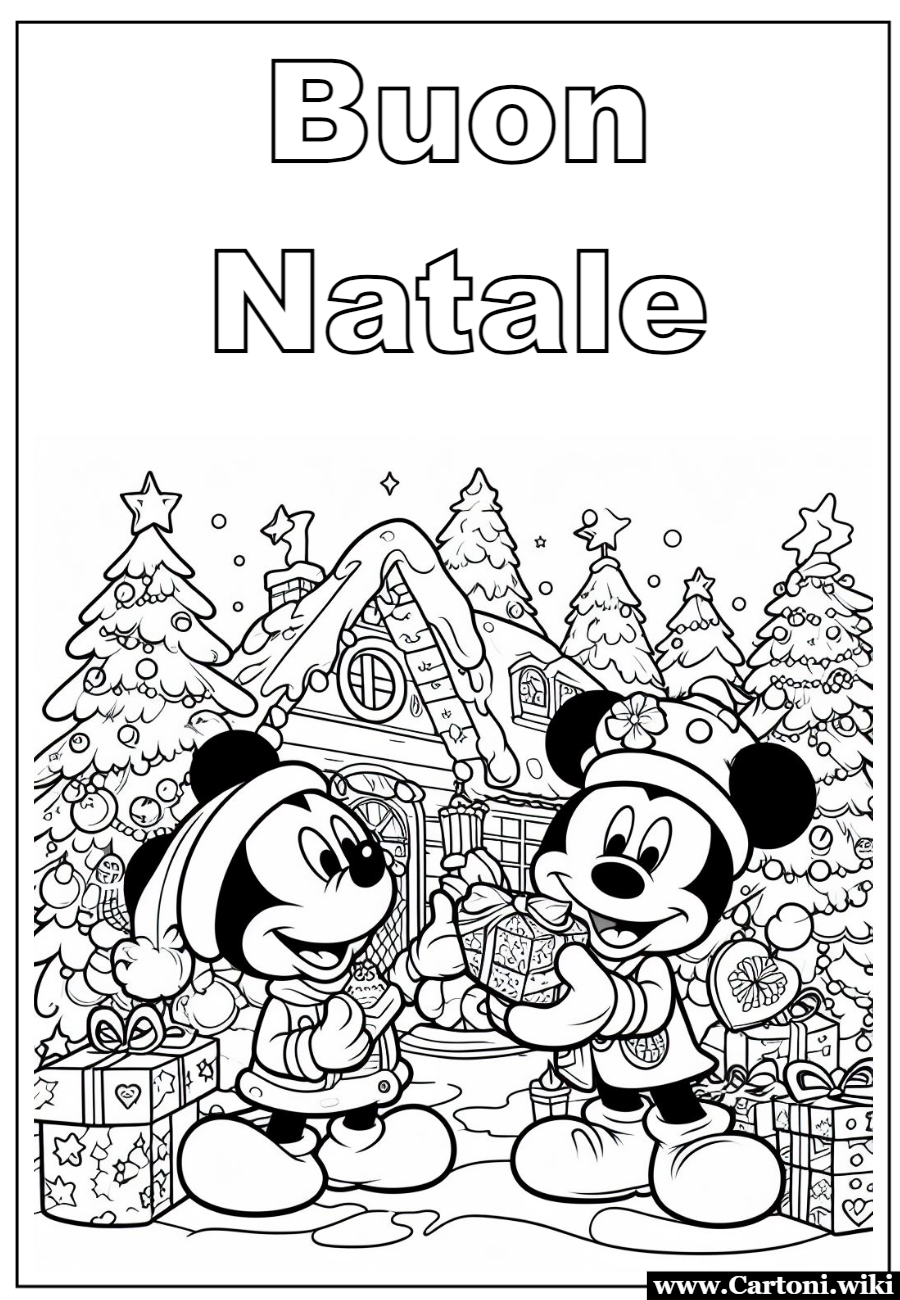 Disegni da colorare di Natale con Topolino e Minnie