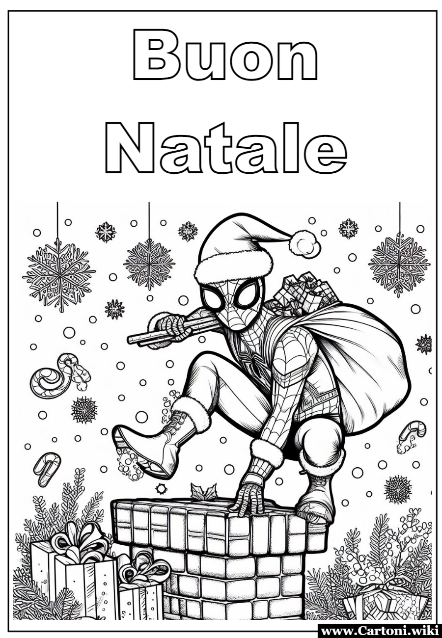 Disegno da colorare di Natale con Spiderman