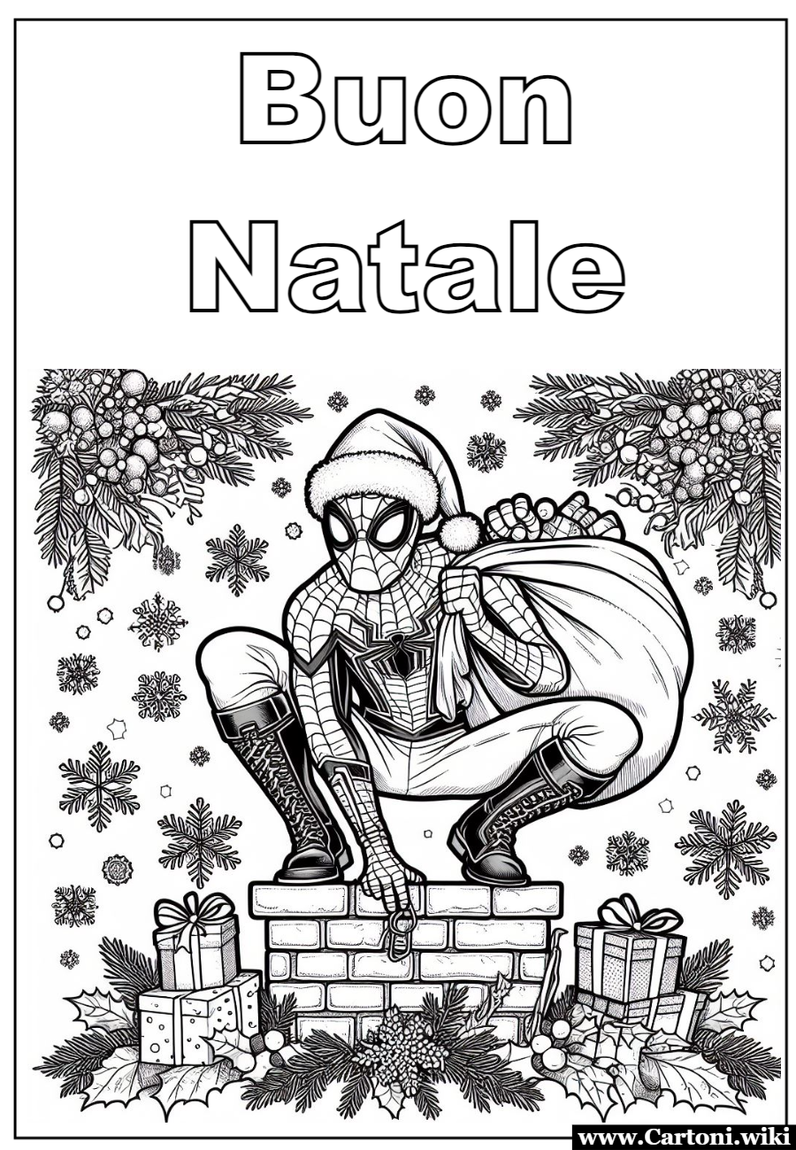 Babbo Natale o Spiderman? Disegni da colorare di Natale con Spiderman che consegna i regali ai bambini. Stampa gratis online e divertiti a colorare - Immagini gratis