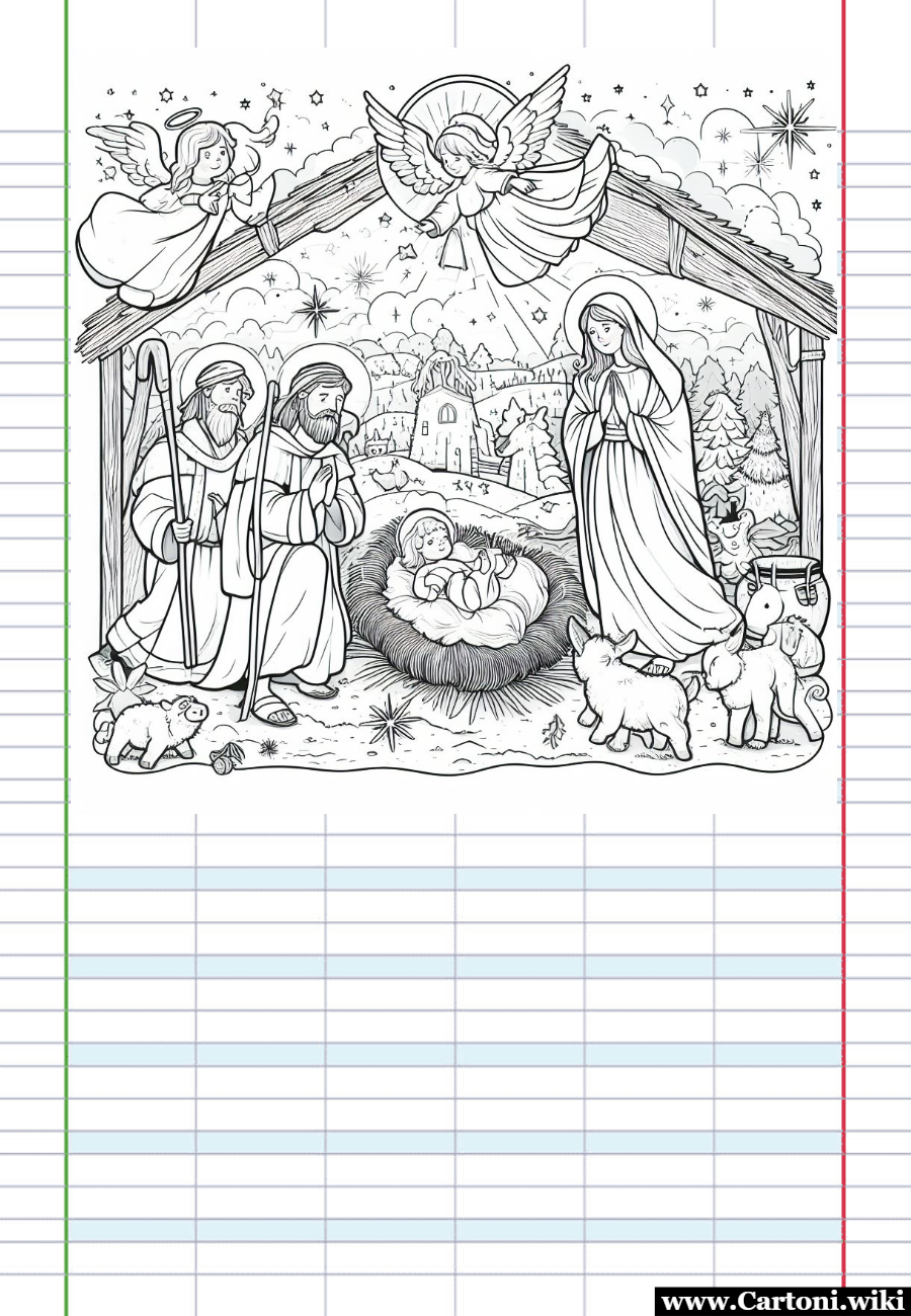 Letterina di Babbo Natale con il presepe Letterina per Babbo Natale con il presepe da stampare gratis online per permettere ai bambini di scrivere i loro desideri per la notte di Natale. - Immagini gratis