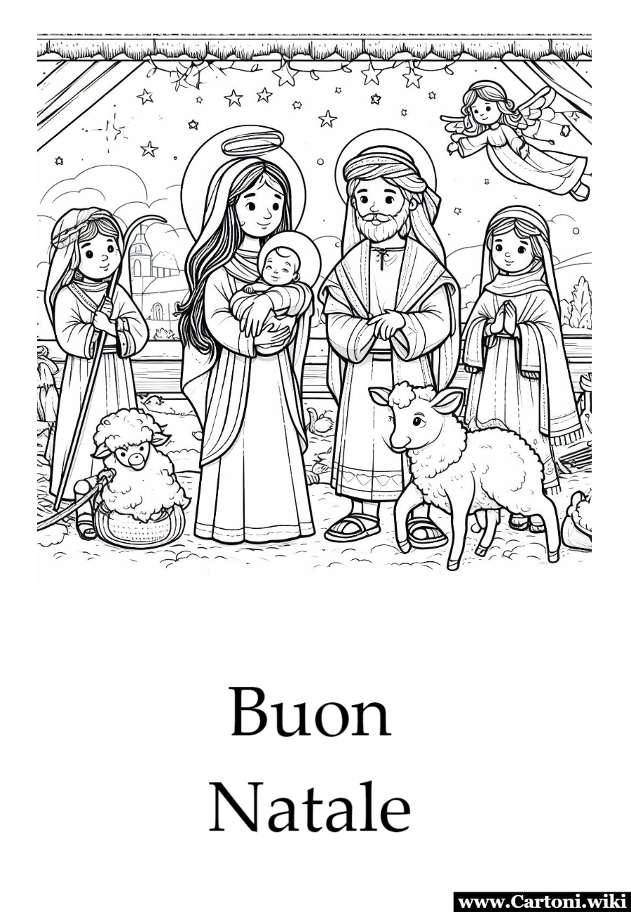 Colora il presepe con Ges la Madonna e Giuseppe Colora i personaggi del presepe e crea un fantastico e unico biglietto di auguri di Natale per i nonni, gli zii o i genitori.  - Immagini gratis