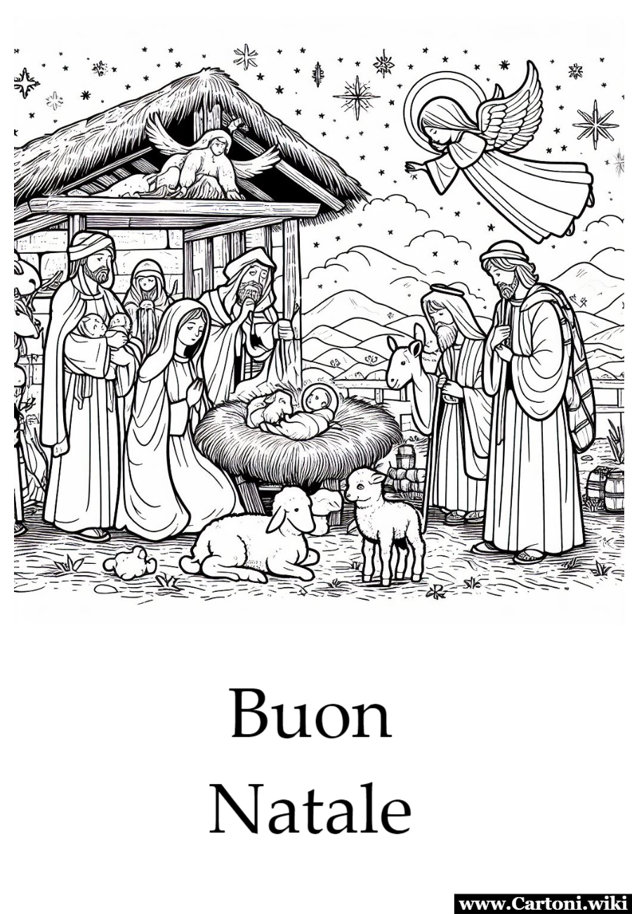 Il presepe: un disegno da colorare per gli auguri di Natale Stampa  e colora il presepe e divertiti a passare le vacanze natalizie a creare dei biglietti di auguri a tema Natale con colorati e personalizzati da te - Immagini gratis