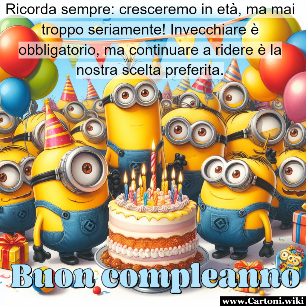 Ridere Senza Et: Un Biglietto di Auguri Minions per un Compleanno Scatenato! Questo biglietto di auguri Minions  un inno alla gioia senza et. Che tu stia festeggiando 18 o 80 anni, i Minions sono qui per ricordarti che ridere  la chiave per mantenere giovane il cuore. Buon compleanno e che la tua giornata sia piena di risate contagiose e felicit! - Immagini gratis