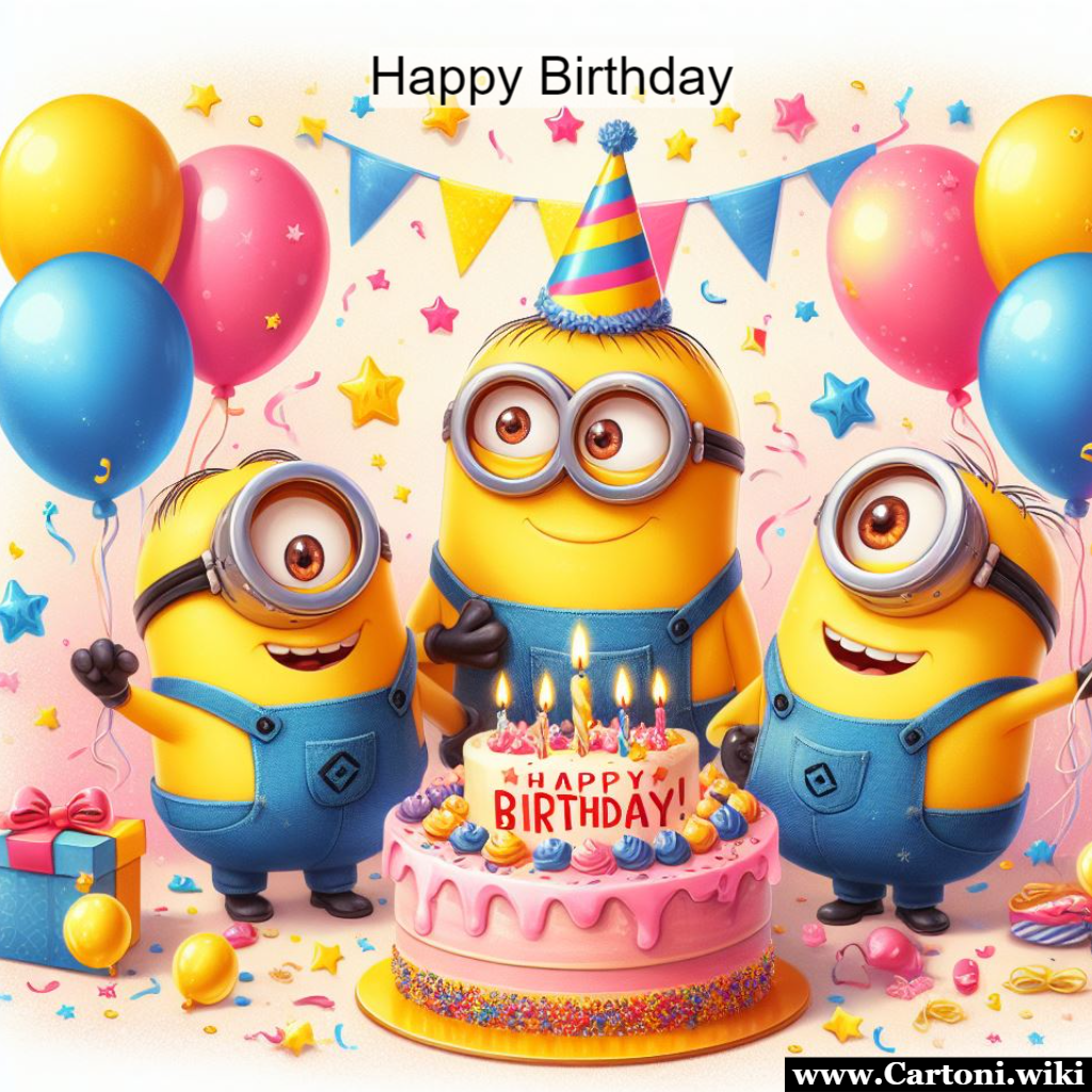 Minions Happy Birthday Questo biglietto di auguri  un modo speciale per celebrare il compleanno di una persona cara. Che i Minions portino gioia, dolcezza e risate in questa giornata speciale, trasformandola in un'esperienza unica e indimenticabile. Buon compleanno, e che la festa dei Minions continui a riempire i tuoi giorni di sorrisi e felicit! - Immagini gratis