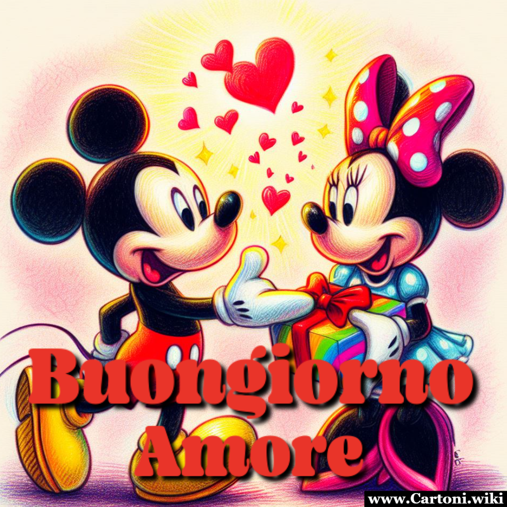 Buongiorno Amore con Topolino e Minnie: Un Inizio Magico alla Giornata Iniziare la giornata con Topolino e Minni  come aprire una finestra su un mondo di amore e dolcezza. La semplice frase 