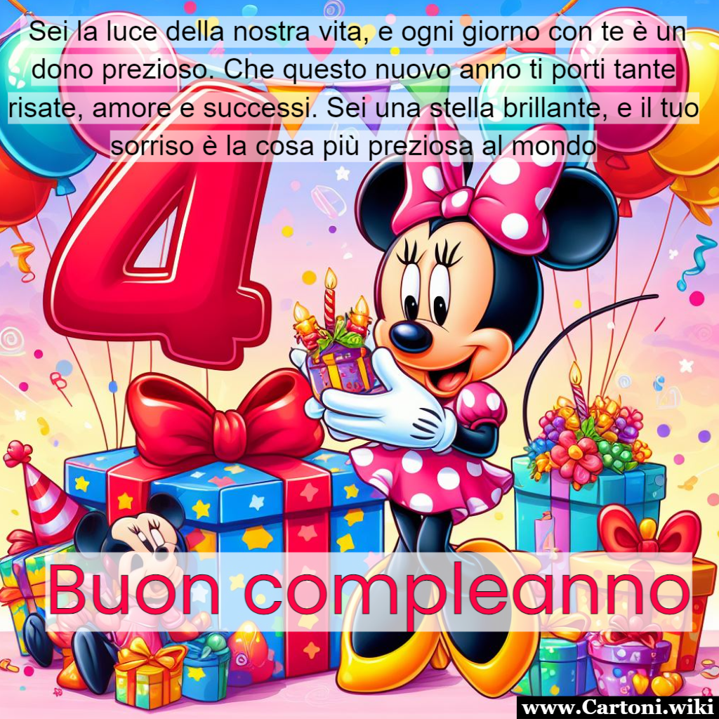 Buon compleanno a mia figlia 4 anni con Topolina