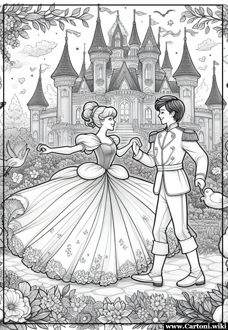 Immagine Cenerentola che balla con il principe Cenerentola,Disegni da colorare