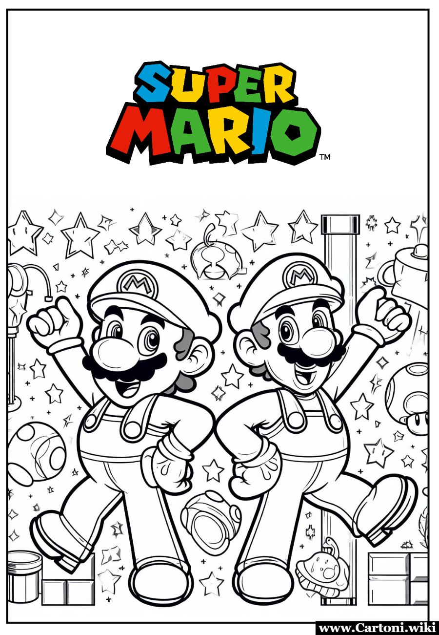 Super Mario disegno da colorare Disegni da colorare Super Mario e Luigi per bambini. Stampa  e colora queste immagini dei supereroi dei cartoni animati e videogiochi per un felice passatempo dei bambini. - Immagini gratis