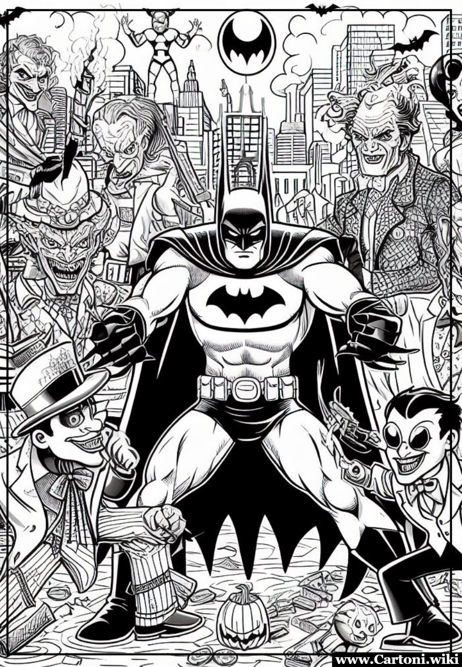 Disegno da colorare Batman contro i cattivi Disegno da colorare per adulti con Batman contro tutti da stampare gratis. Scopri tante altre immagini che puoi colorare o personalizzare online. - Immagini gratis