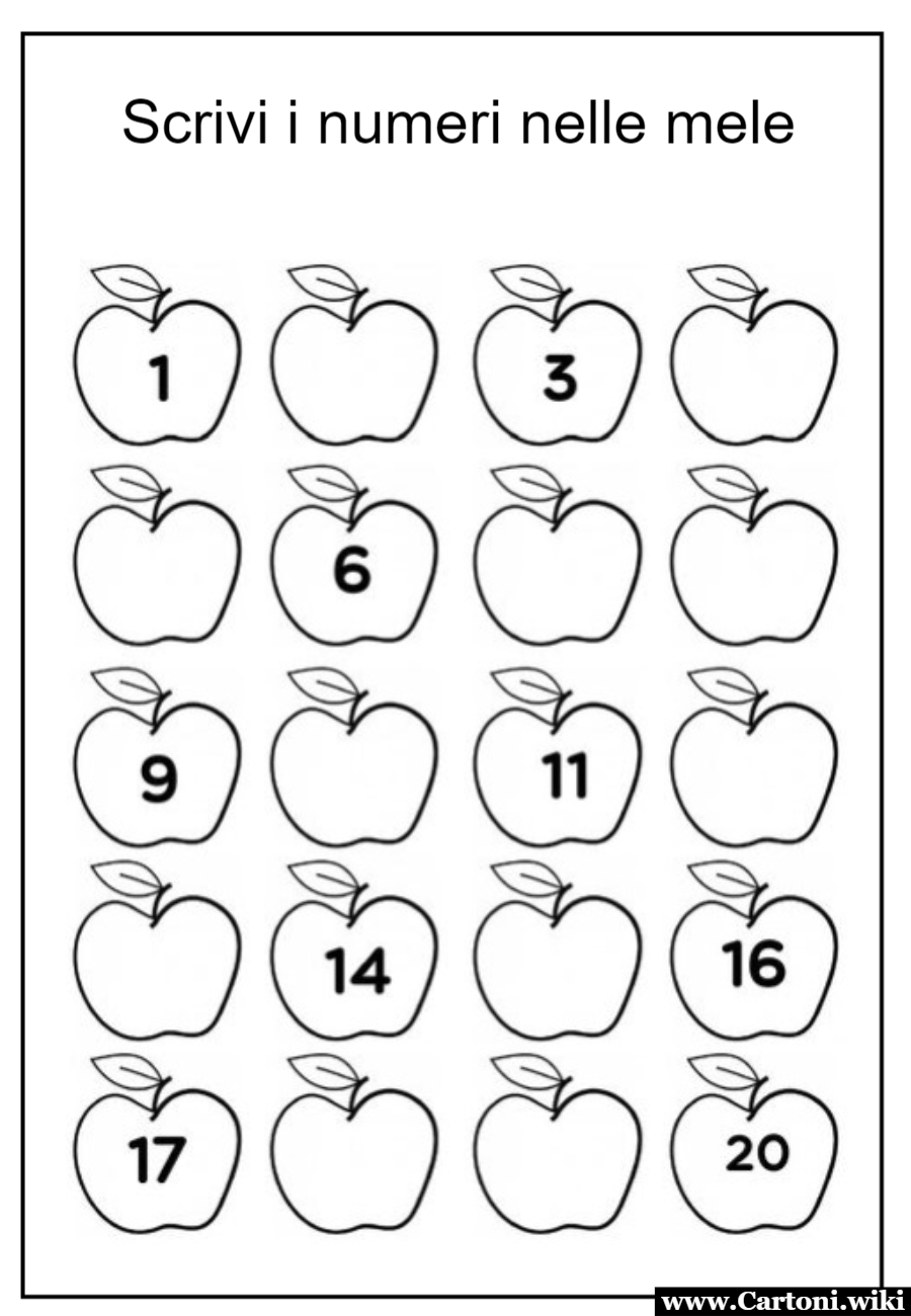 Scheda didattica numeri da 1 a 20 Scrivi i numeri da 1 a 20 su questa scheda didattica per bambini della classe prima della scuola primaria che puoi stampare gratis. - Immagini gratis