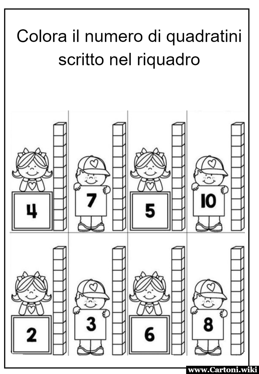 Contare i numeri da 1 a 10 scheda didattica Stampa gratis schede didattiche di matematica per la classe prima della scuola primaria  per bambini che devono imparare a contare da 1 a 10 - Immagini gratis